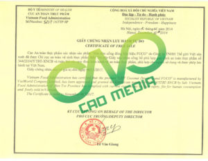 Giấy chứng nhận lưu hành tự do sản phẩm CFS